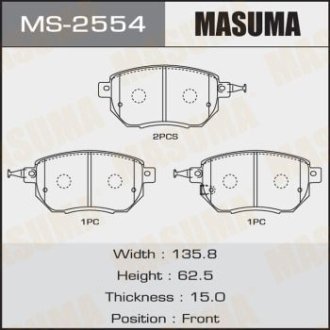 Колодки гальмівні передн Nissan Murano, Qashqai 2.5, 3.5 (07-) (MS-2554) MASUMA MS2554 (фото 1)