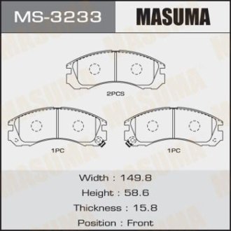 Колодки гальмівні передн Mitsubishi L200 (00-08), Lancer (08-12), Pajero Sport (-09) (MS-3233) MASUMA MS3233 (фото 1)