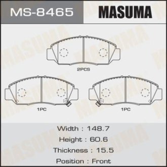 Колодки тормозные передн Honda Accord (02-05), Civic (06-11), FR-V (05-09) (MS-8465) MASUMA MS8465