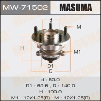 Ступица колеса заднего в сборе с подшипником Suzuki SX 4 (06-) (с ABS) (MW-71502) MASUMA MW71502