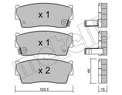 Гальмівні колодки, дискове гальмо (набір) Metelli 2201160