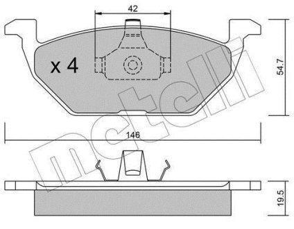 Гальмівні колодки, дискове гальмо (набір) Metelli 2202110