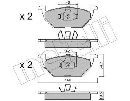 Комплект гальмівних колодок (дискових) Metelli 22-0211-1