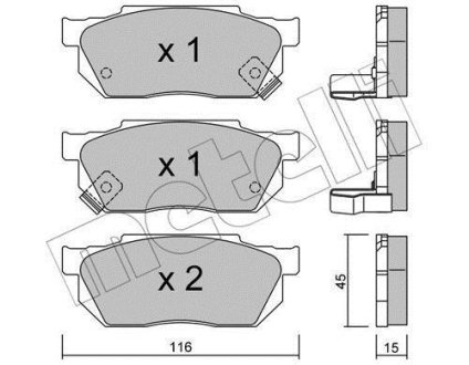 Гальмівні колодки, дискове гальмо (набір) Metelli 2202471