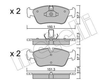 Гальмівні колодки, дискове гальмо (набір) Metelli 2202600