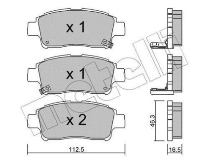 Гальмівні колодки, дискове гальмо (набір) Metelli 2202920