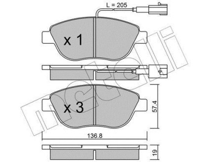 Комплект гальмівних колодок (дискових) Metelli 22-0322-0 (фото 1)