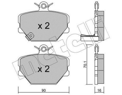 Комплект гальмівних колодок (дискових) Metelli 22-0341-0