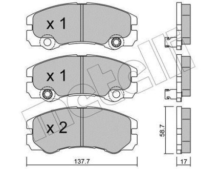 Гальмівні колодки, дискове гальмо (набір) Metelli 2203571