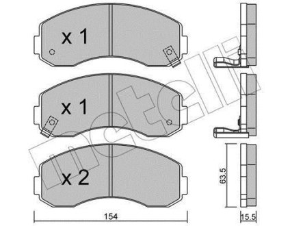 Гальмівні колодки, дискове гальмо (набір) Metelli 2203770