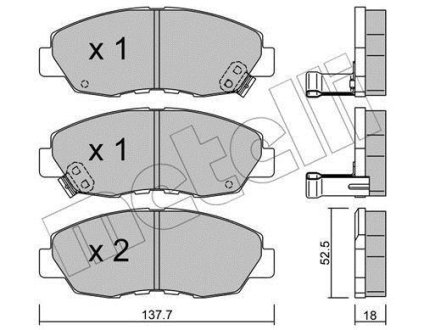 Гальмівні колодки, дискове гальмо (набір) Metelli 2203840