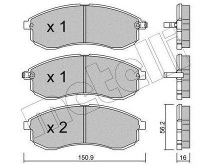 Гальмівні колодки, дискове гальмо (набір) Metelli 2204820