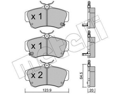 Комплект гальмівних колодок (дискових) Metelli 22-0521-0