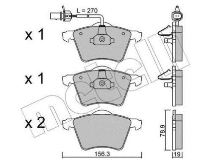 Гальмівні колодки, дискове гальмо (набір) Metelli 2205500