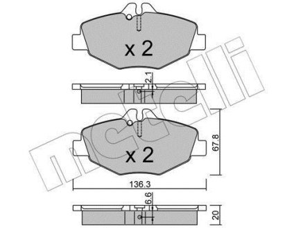 Гальмівні колодки, дискове гальмо (набір) Metelli 2205620