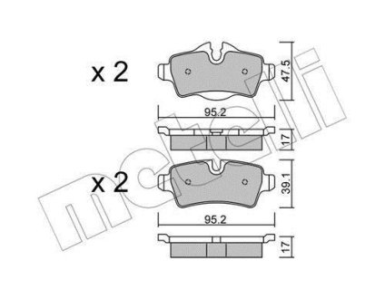 Комплект гальмівних колодок (дискових) Metelli 22-0769-0