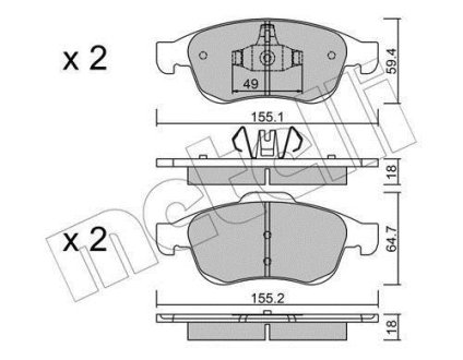 Комплект гальмівних колодок (дискових) Metelli 22-0817-0