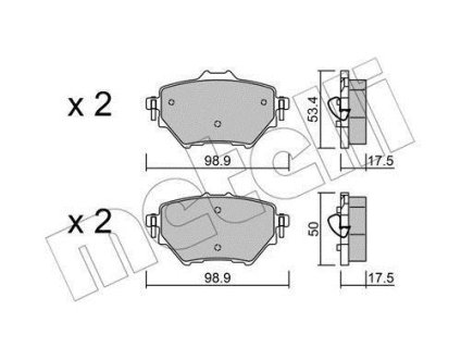 Тормозные колодки задние Berlingo3/Partner3/C4 Picasso new/308new (диск 268mm) Metelli 22-0987-0