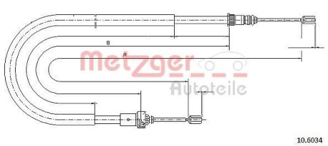 Трос ручного гальма METZGER 106034