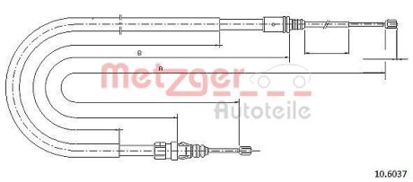 Трос ручника Peugeot 207/208/2008/Citroen C3 06- (1910/1103mm) METZGER 106037