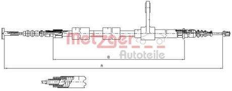 Трос ручного гальма METZGER 25133