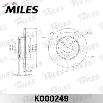 Диск гальмівний (передній) Opel Corsa A 82-91/Kadett D/E 79-91 (236x10) MILES K000249