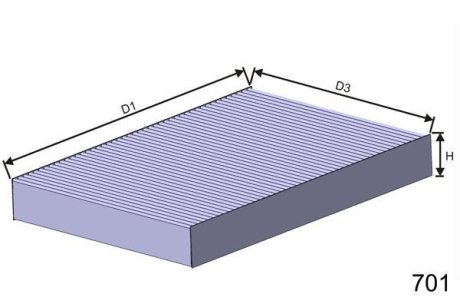 Фільтр (вугільний) салону DB A140-A190 W168 1.4-1.9 97.07-, Vaneo 02.02- MISFAT HB182C