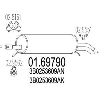 Глушник вихлопних газів (кінцевий) MTS 0169790