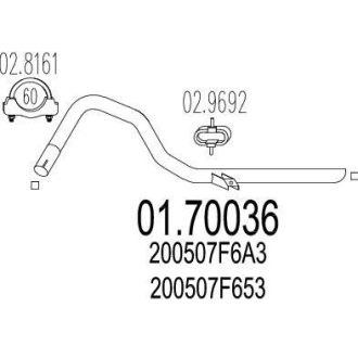 Труба вихлопного газу MTS 0170036