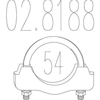 Хомут выхлопной системы U-образный (М8, Диаметр 54 мм) MTS 028188