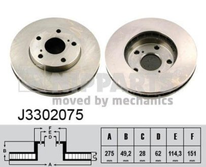 Диск гальмівний передній NIPPARTS J3302075