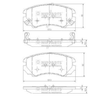 Гальмівні колодки, дискове гальмо (набір) NIPPARTS J3600541