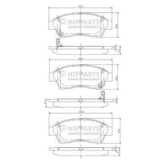 Гальмівні колодки, дискове гальмо (набір) NIPPARTS J3602064