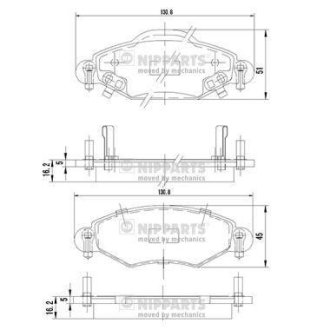 Гальмівні колодки, дискове гальмо (набір) NIPPARTS J3602113