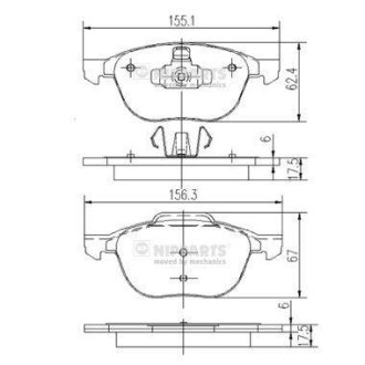 Гальмівні колодки, дискове гальмо (набір) NIPPARTS J3603063