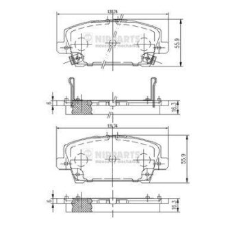 Гальмівні колодки, дискове гальмо (набір) NIPPARTS J3604065