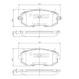 Гальмівні колодки, дискове гальмо (набір) NIPPARTS J3607015