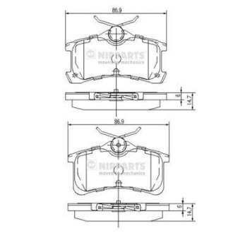 Гальмівні колодки, дискове гальмо (набір) NIPPARTS J3612026