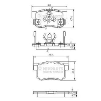 Гальмівні колодки, дискове гальмо (набір) NIPPARTS J3614017