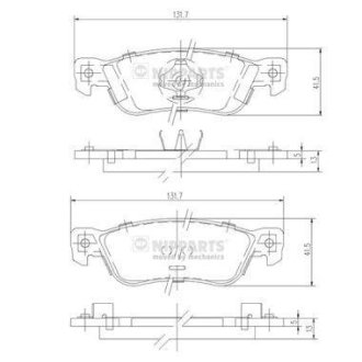 Гальмівні колодки, дискове гальмо (набір) NIPPARTS J3619000