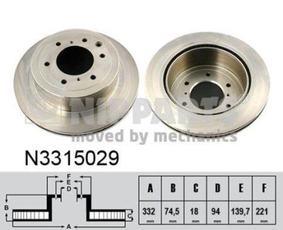 Гальмівний диск NIPPARTS N3315029