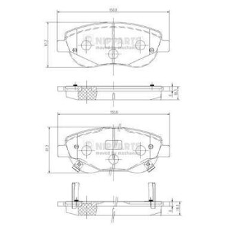 Гальмівні колодки, дискове гальмо (набір) NIPPARTS N3602135