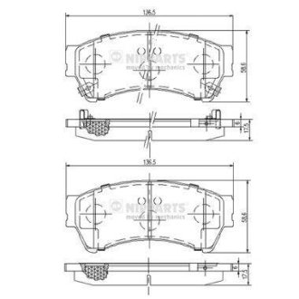 Гальмівні колодки, дискове гальмо (набір) NIPPARTS N3603071