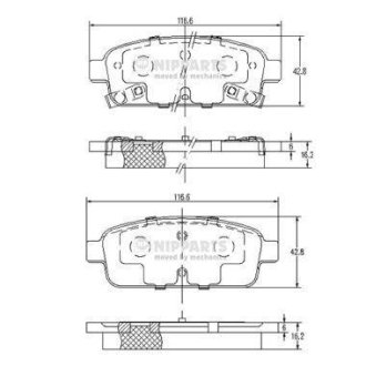 Гальмівні колодки, дискове гальмо (набір) NIPPARTS N3610906