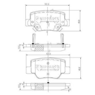 Гальмівні колодки, дискове гальмо (набір) NIPPARTS N3612040