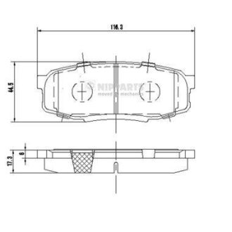 Комплект гальмівних колодок задн NIPPARTS N3612043