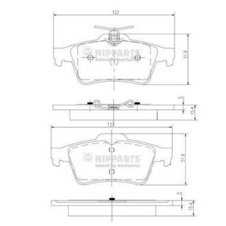 Гальмівні колодки, дискове гальмо (набір) NIPPARTS N3613022