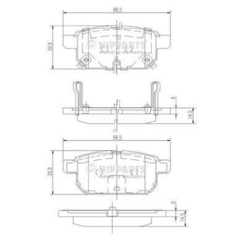 Гальмівні колодки, дискове гальмо (набір) NIPPARTS N3618002