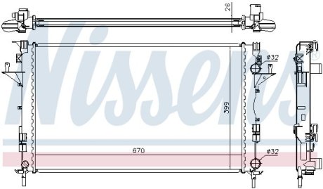 Радіатор, охолодження двигуна NISSENS 63816A