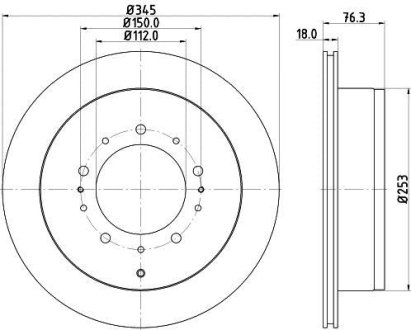 Диск тормозной задний Toyota Land Cruiser 4.5, 4.6, 4.7, 5.7 (08-) NISSHINBO ND1029K